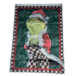 COPY - MacKenzie Childs Festive Fergal Frog Christmas Flag Courtly Check 40”x28…